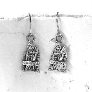 Miniature Castle Architecture Travel Landscape Historical Gift Charm Earrings